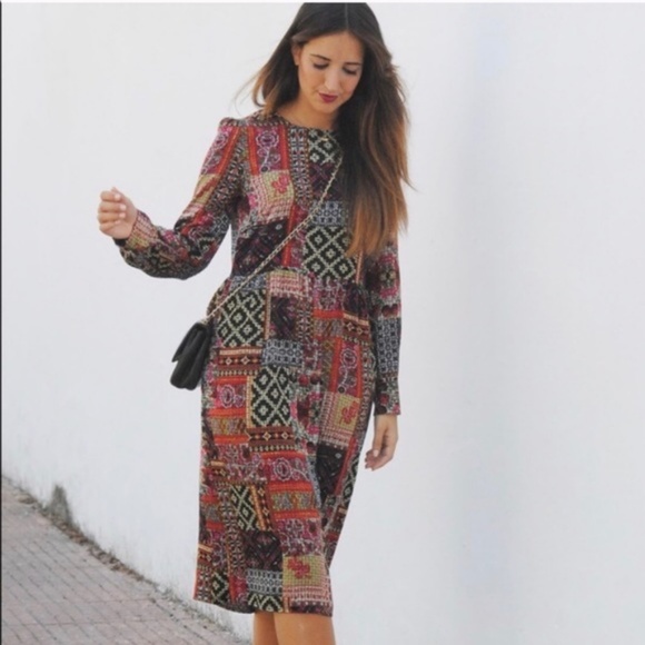Zara Dresses & Skirts - Zara midi patchwork dress